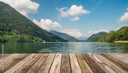 wooden planks background with lake germany