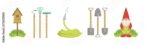 Garden Tool and Equipment for Plant Cultivation Vector Set