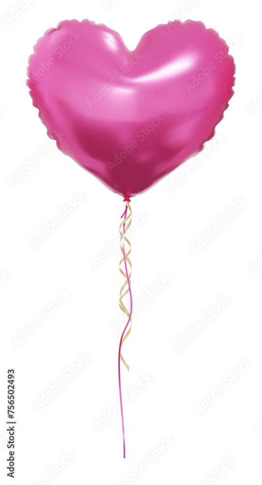 Pink heart balloons isolated on white background. Helium heart balloons ...