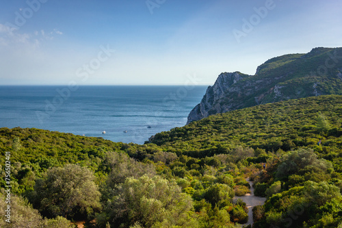 Landscape near Ribeira do Cavalo beach in Arrabida Natural Park near Sesimbra, Portugal