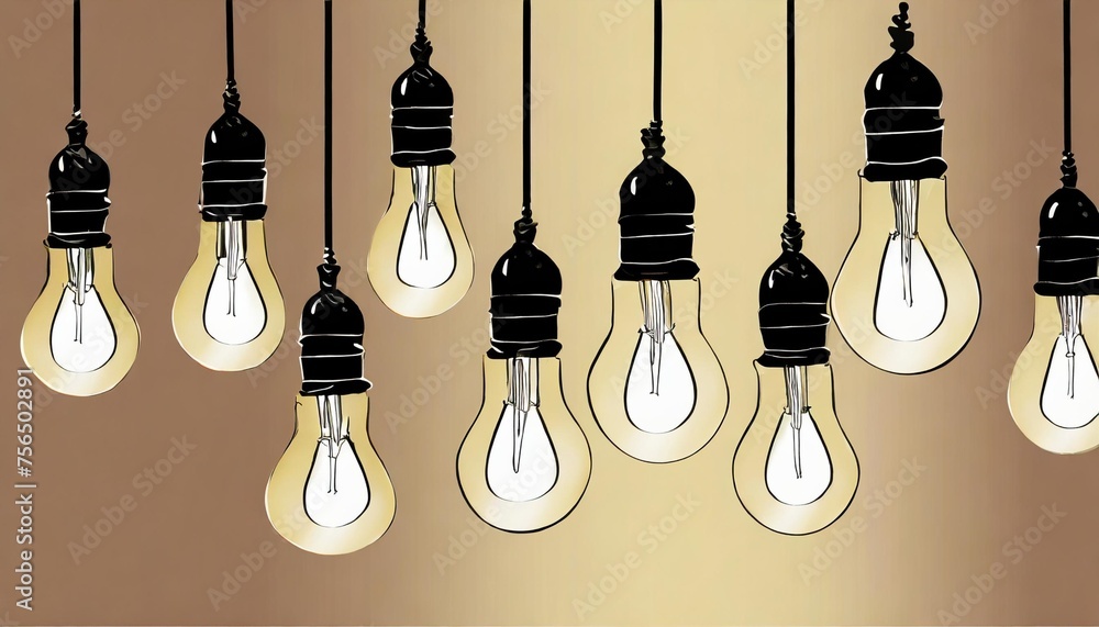 hanging light bulbs isolated on background
