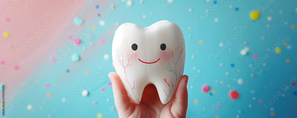 Child holding in hand white smiling baby tooth. Dental hygiene concept. Child holding in hand white smiling baby tooth. Dental hygiene concept.