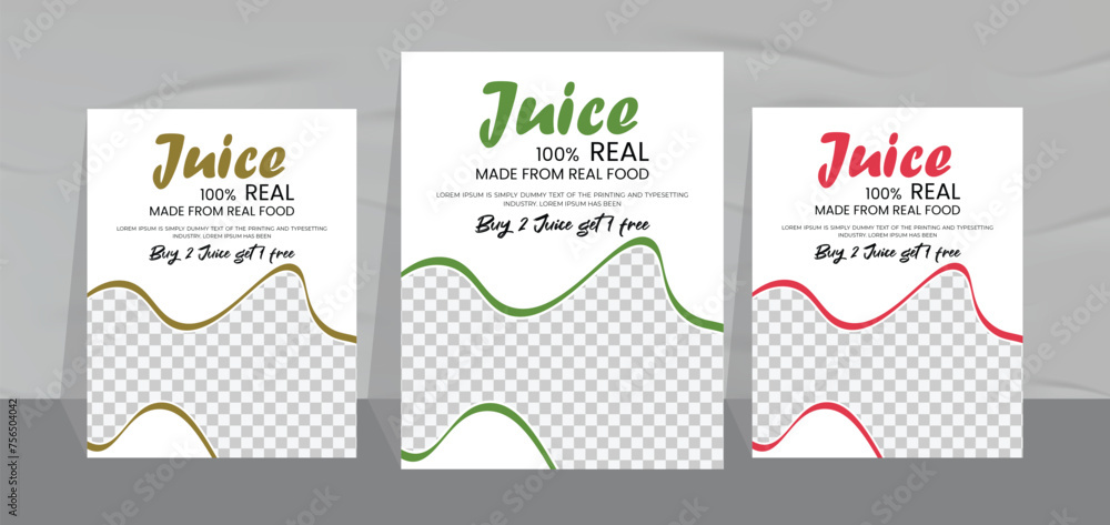 orange juice poster design and natural juice menu promotion flyer template