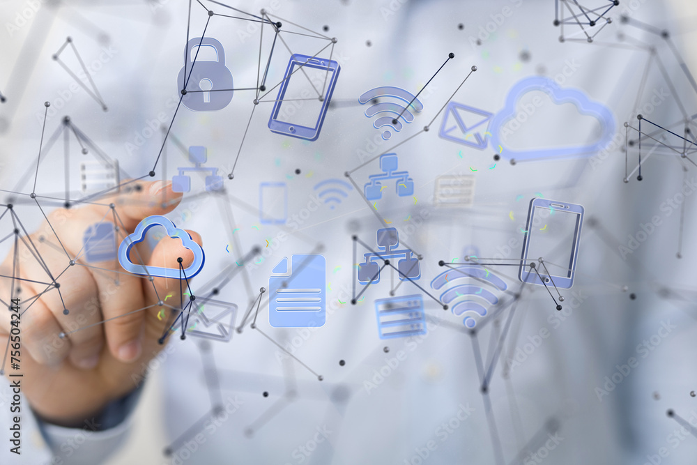 Futuristic in Industry 4.0 and business virtual diagram