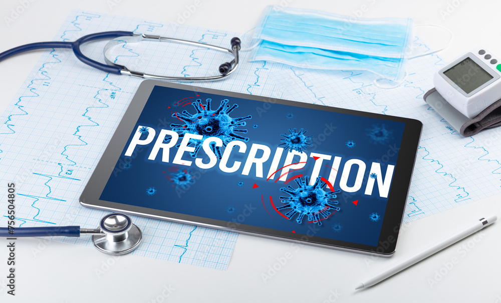 Tablet pc and doctor tools on white surface Tablet pc and doctor tools on white surface