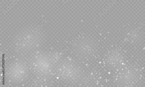 Shimmering Dust. Bokeh Lights. Festive Designs.White png dust light. Bokeh light lights effect background. Christmas background of shining dust. Christmas glowing light confetti and spark overlay