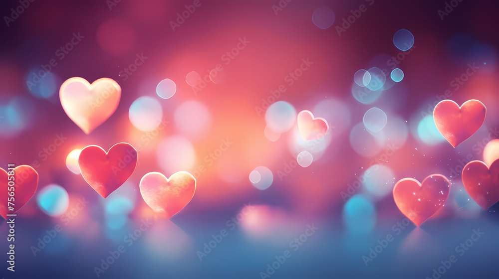 Blurred heart background with bokeh effect