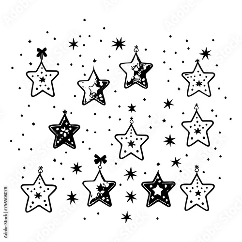 doodle kids christmas ornament star illustration sketch black © Ivanda