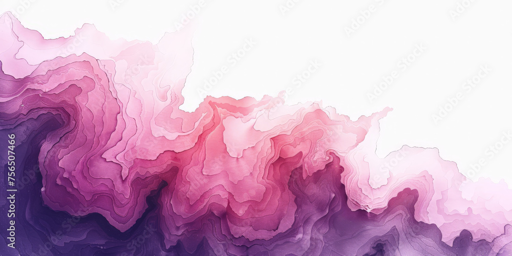 Abstract pink and purple watercolor Paint wave on white background , pink purple gradient wave watercolor background, empty space, banner