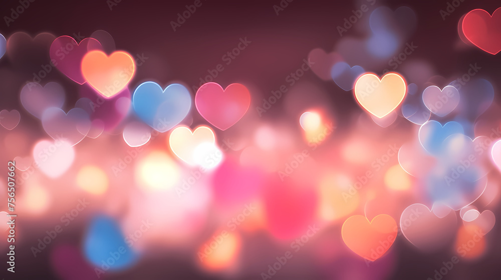 Blurred heart background with bokeh effect