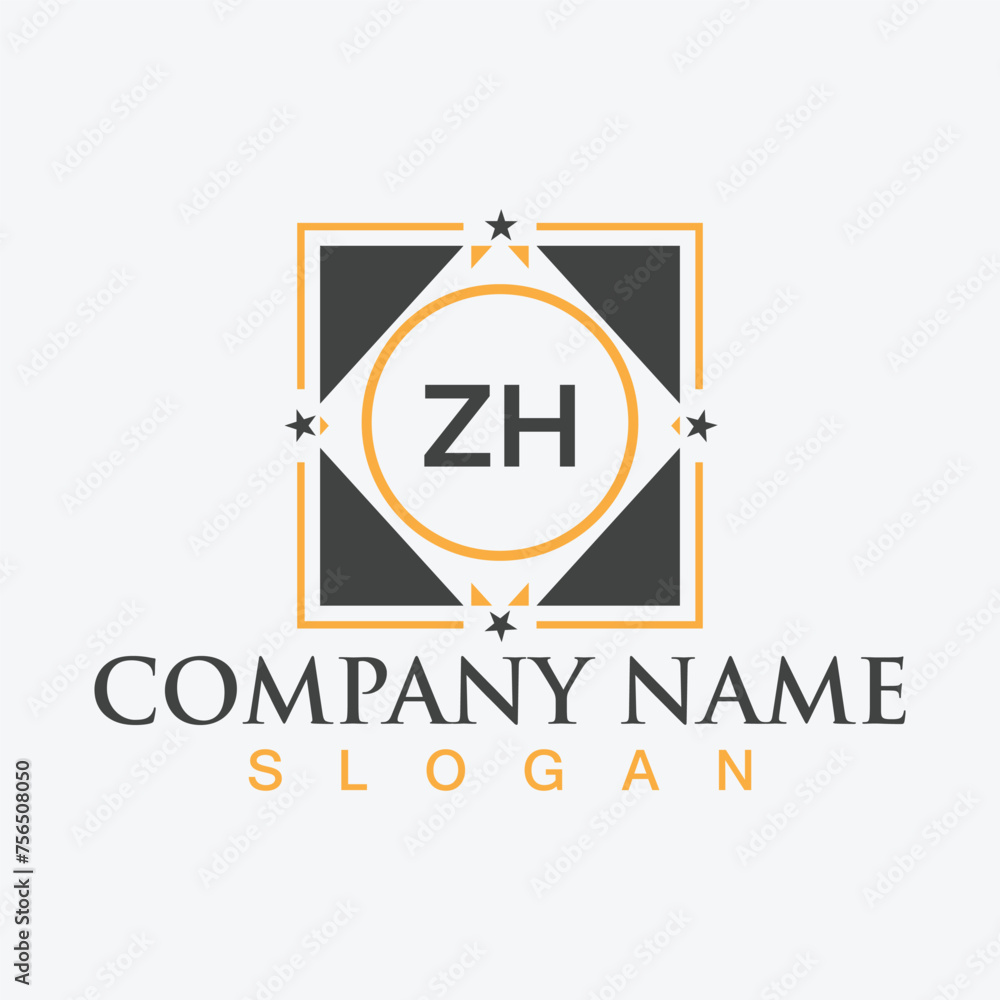 Fototapeta premium Alphabet letter ZH creative logo design