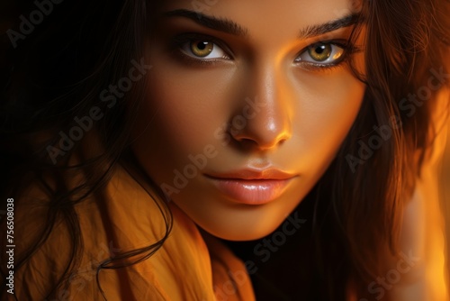 Wallpaper Mural Close up. Beautiful woman face. Healthy skin care. Beautiful woman. Yellow eyes of a young woman Torontodigital.ca