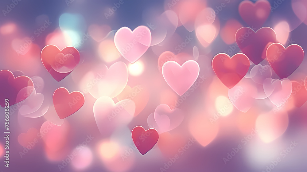 Heart bokeh blur, Valentine's Day