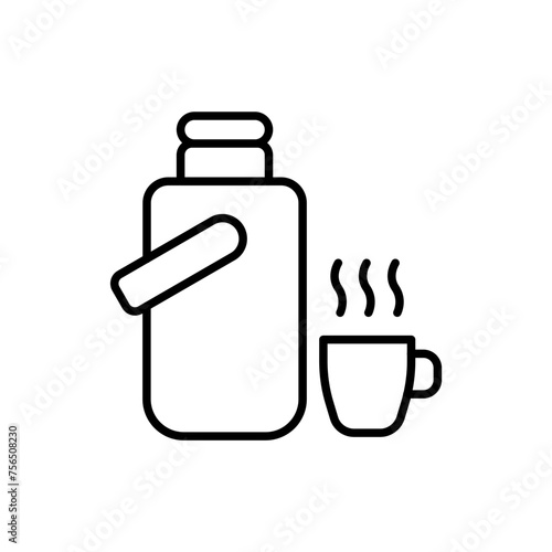 Thermos outline icons, minimalist vector illustration ,simple transparent graphic element .Isolated on white background