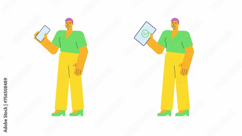 Young woman holding smartphone and tablet. Alpha channel Young woman holding smartphone and tablet. Alpha channel