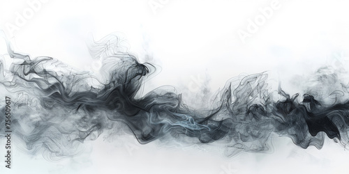  black and white smoke cloud on isolated white background, black white wave watercolor background, banner