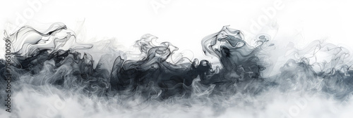  black and white smoke cloud on isolated white background, black white wave watercolor background, banner