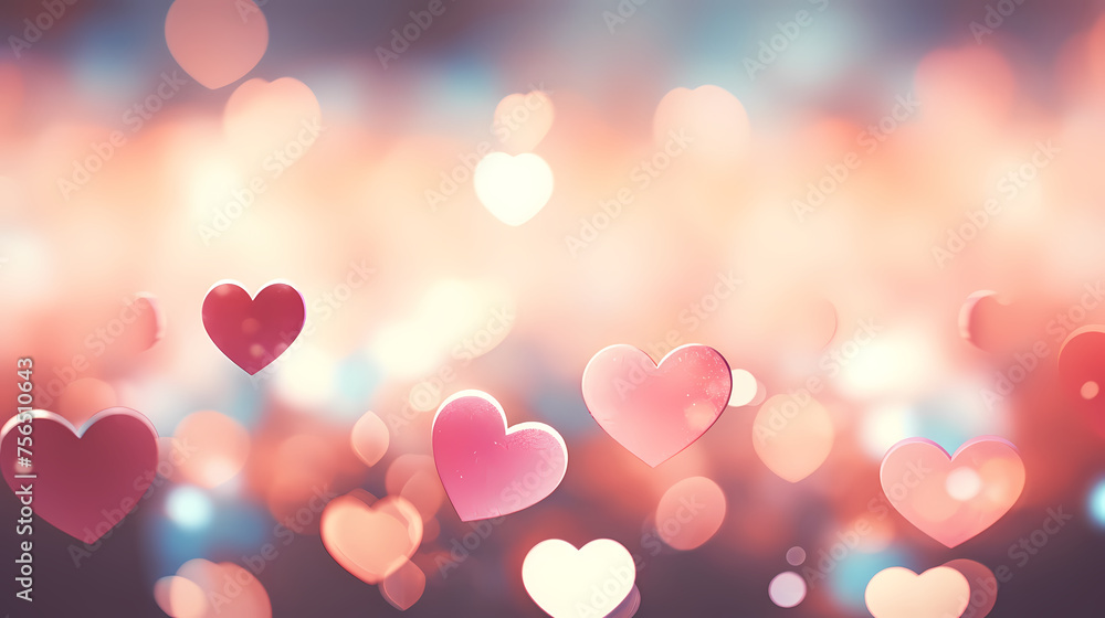 Heart bokeh blur, Valentine's Day