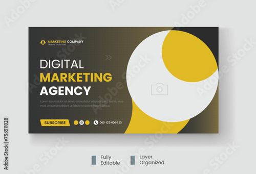 Corporate business and digital marketing youtube thumbnail or web banner template