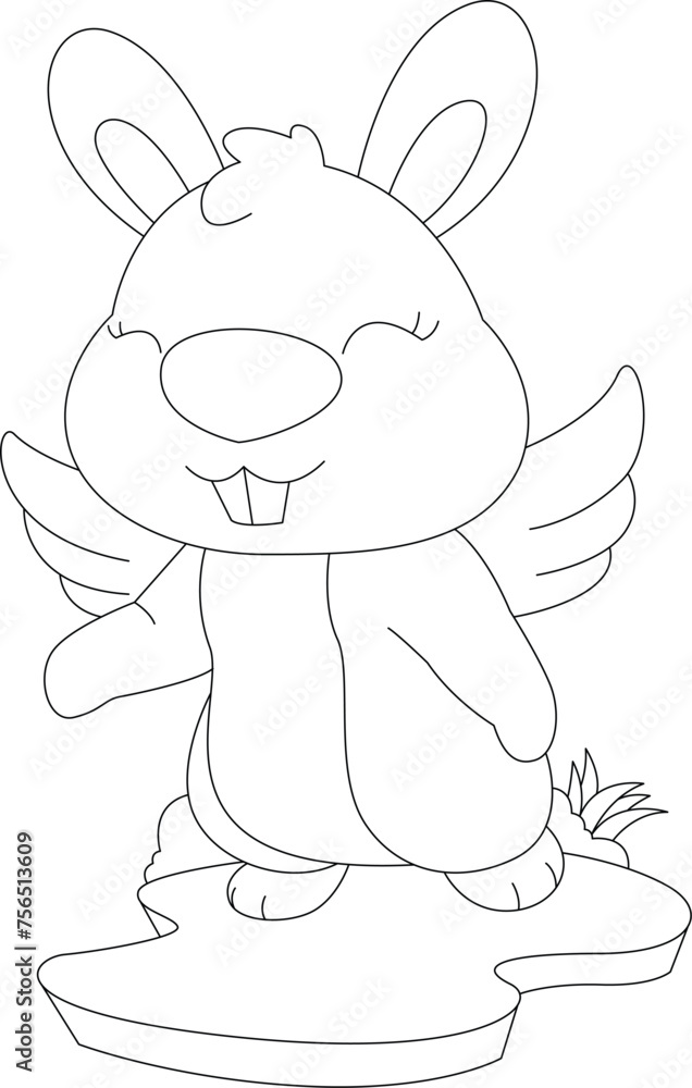 Fototapeta premium Rabbit Angel Angel wings Animal Vector Graphic Art Illustration