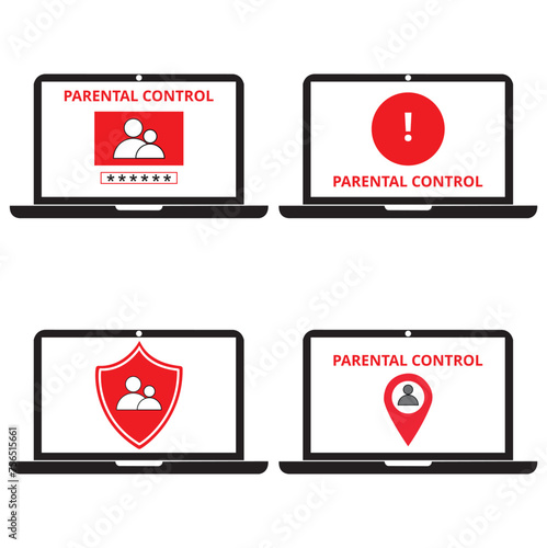 Iconos Cartel de Protección parental. Vector