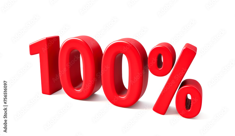 100 % Text number 100 percent. on a white background. with clipping path