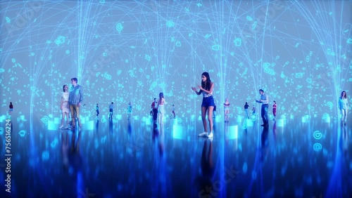 Wallpaper Mural People in global digital space. Communication and future concept. Torontodigital.ca