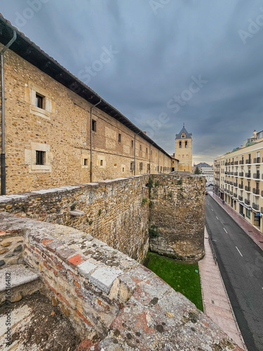 Roman wall and tower of the church of San Isidoro de León photo