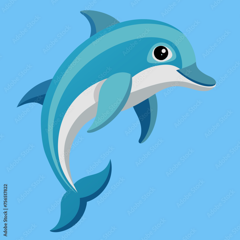 Obraz premium Dolphin, beluga, grampus, mammal, narwal, orca, porpoise, whale, pet, cartoon, pretty, cute, draw, vector, illustration 