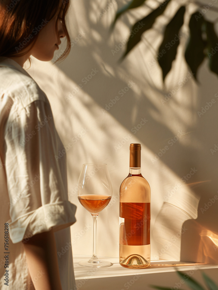 wine bottle and glass mockup, in the style of andrey remnev, light maroon and maroon, minimalist images, photo-realistic techniques,Simple packaging advertising image of mulberry wine, sunshine, bottl wine bottle and glass mockup, in the style of andrey remnev, light maroon and maroon, minimalist images, photo-realistic techniques,Simple packaging advertising image of mulberry wine, sunshine, bottl
