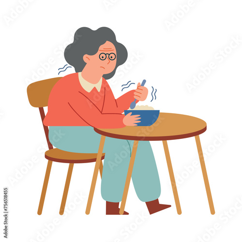 parkinson woman eating