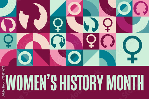 March is National Women’s History Month. Holiday concept. Template for background, banner, card, poster with text inscription. Vector EPS10 illustration.