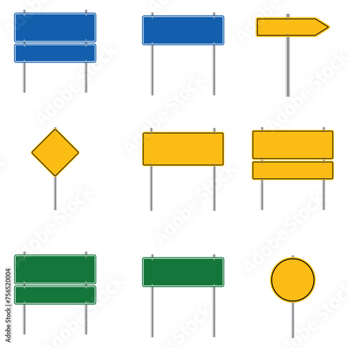 Blank road signs icon set vector illustration on white background