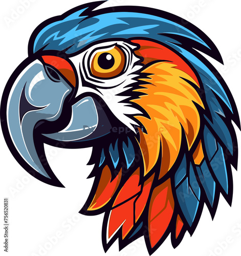 Eye-Catching Macaw Head Illustration Dynamic Macaw Head Design © The biseeise