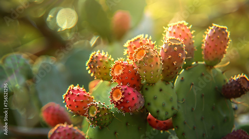 Prickly pear cactus fruit close up
