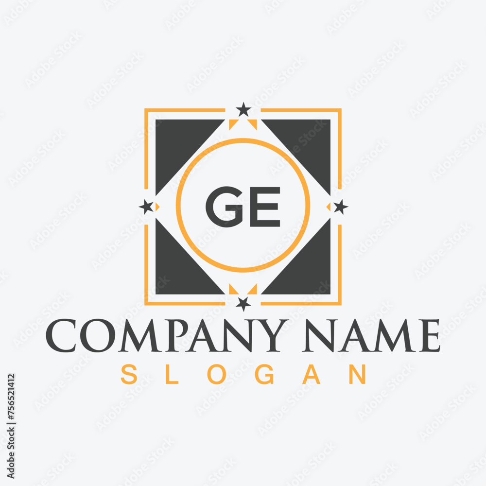 Creative letter GE unique logo design vector and Illustration
