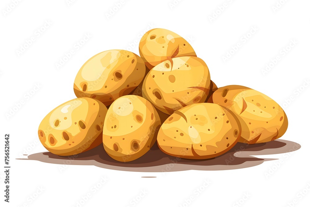 Fototapeta premium Potatoes in flat style on a white background