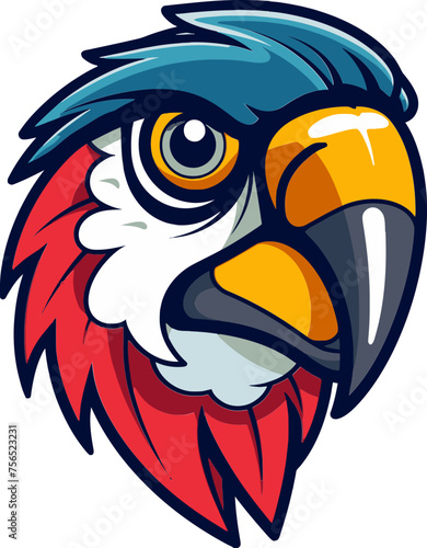 Whimsical Macaw Head Design Detailed Macaw Head Drawing