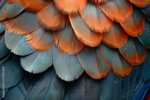 This beautiful macro image captures the stunning detail and vibrant colors of parrot feathers, showcasing the beauty of wildlife