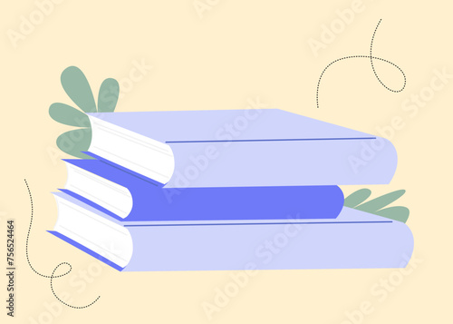Ilustración libros apilados. libros de estudio. Día del libro
