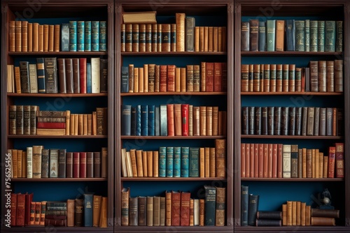 Various perspectives of books on library shelves from different angles and angles