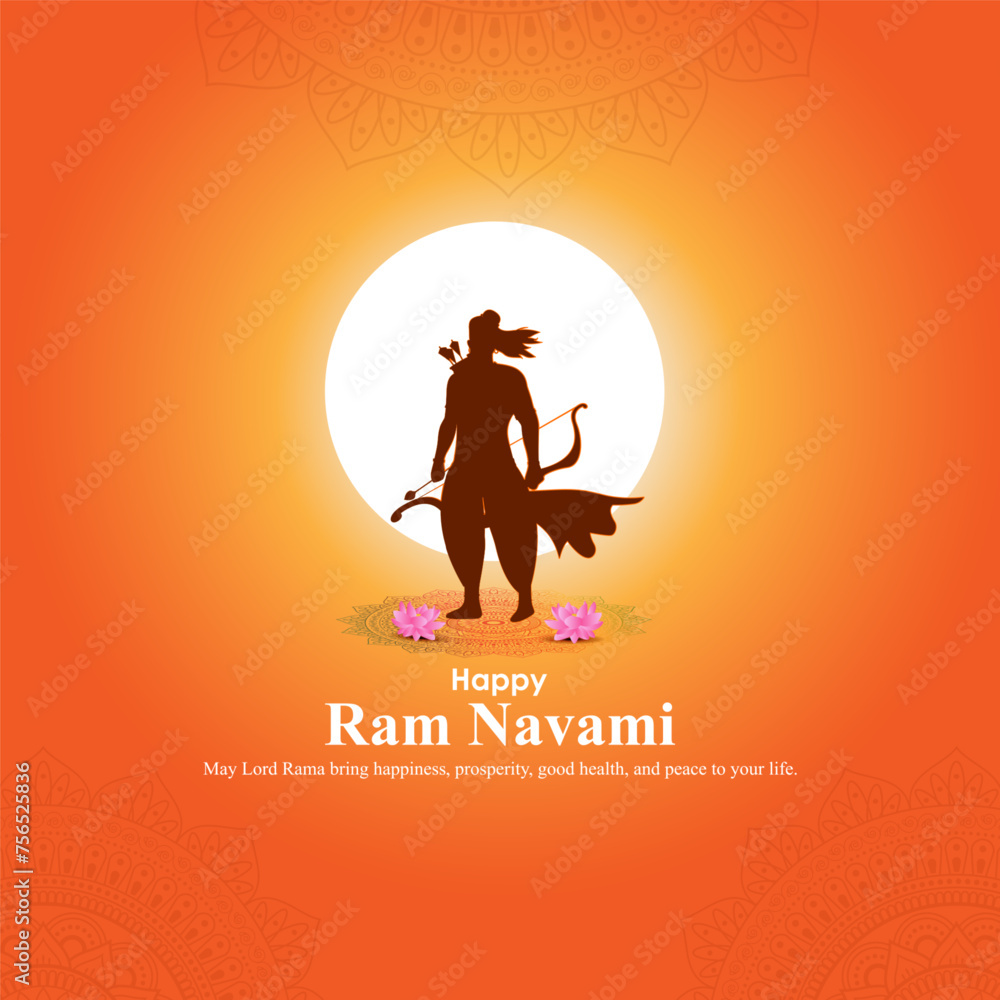 Vector illustration of Happy Rama Navami social media feed template