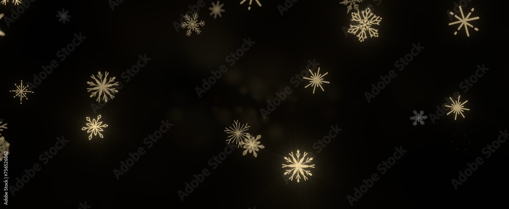 Snowflakes and bokeh lights on the blue Merry Christmas background. 3D render Snowflakes and bokeh lights on the blue Merry Christmas background. 3D render