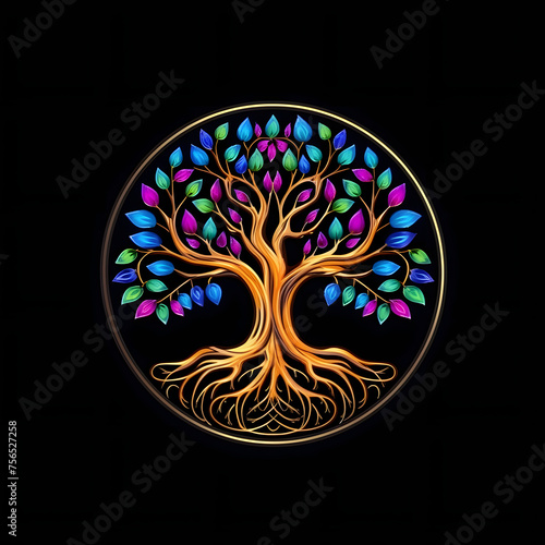 Colorful Tree of Life Illustration with Round Shape