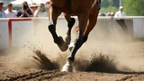 A Horse With Its Hooves Pounding The Dirt Racing
