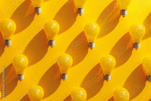 Yellow light bulb pattern with shadow photo