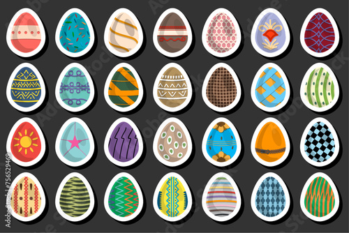 Illustration on theme celebration holiday Easter with hunt colorful bright eggs