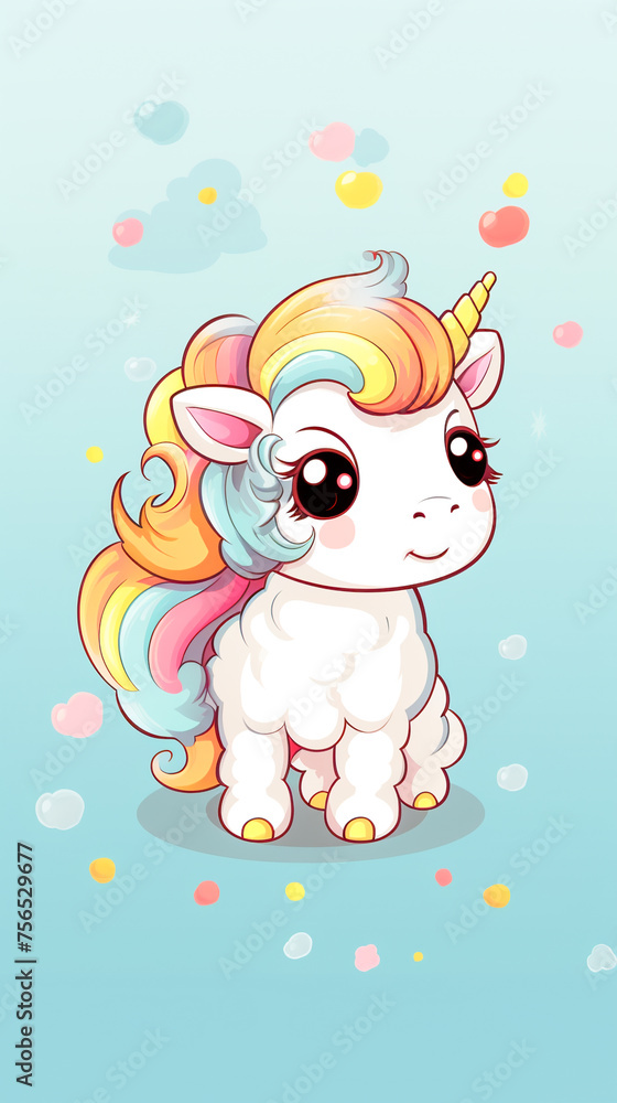 Cute Unicorn Fantasy.Cartoon Pony Cute Unicorn Fantasy.Cartoon Pony