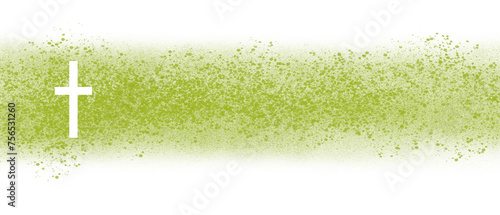 banner crosses illustration Isolated on transparent background, textured background, cross on green grass, Watercolor png Easter cross clipart.