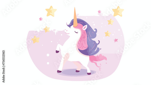 Dabbing unicorn with stars flat vector isolated 